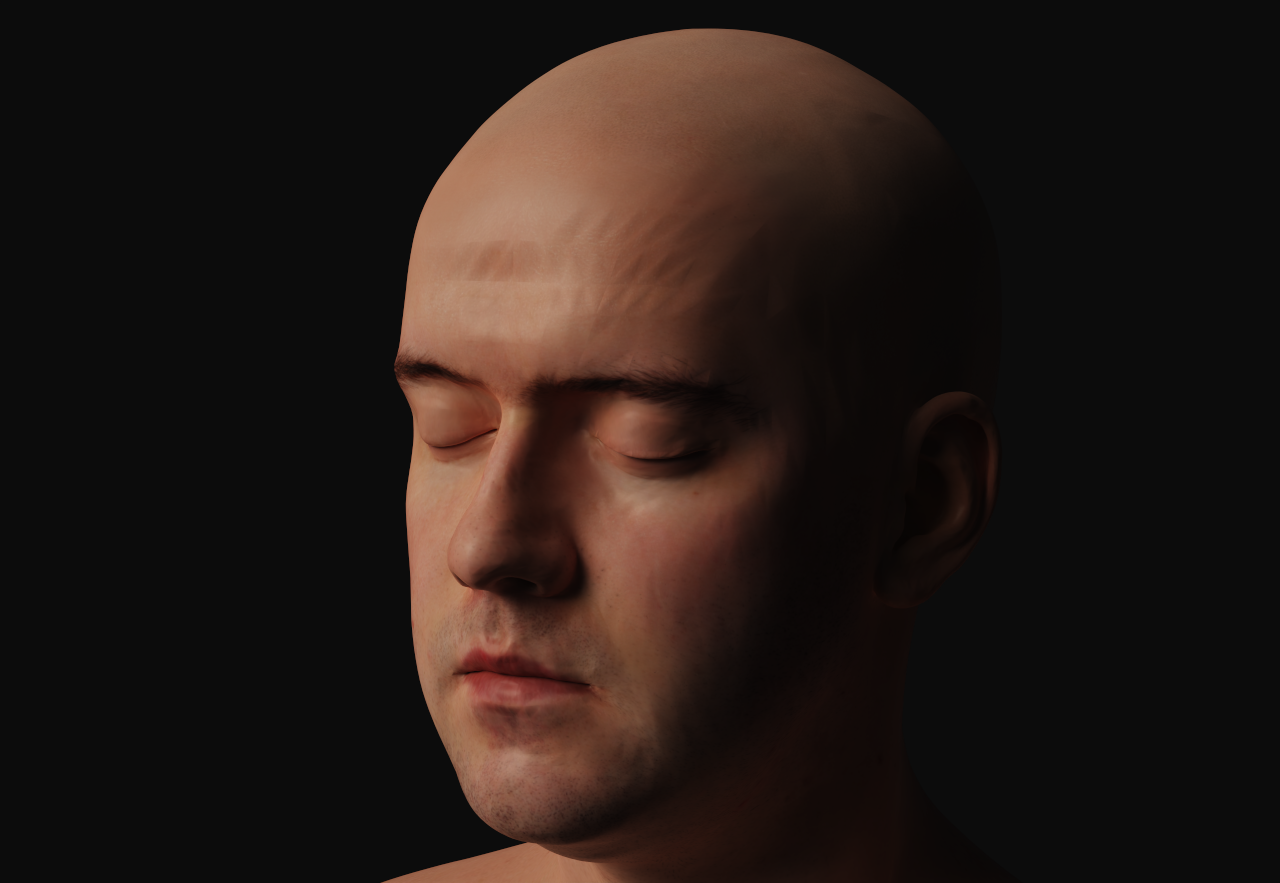Head under single key light, Disney BRDF